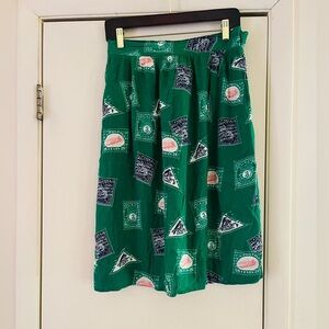 Porridge Coastalcore French Riviera Stamped Novelty Preppy Rayon Midi Skirt M